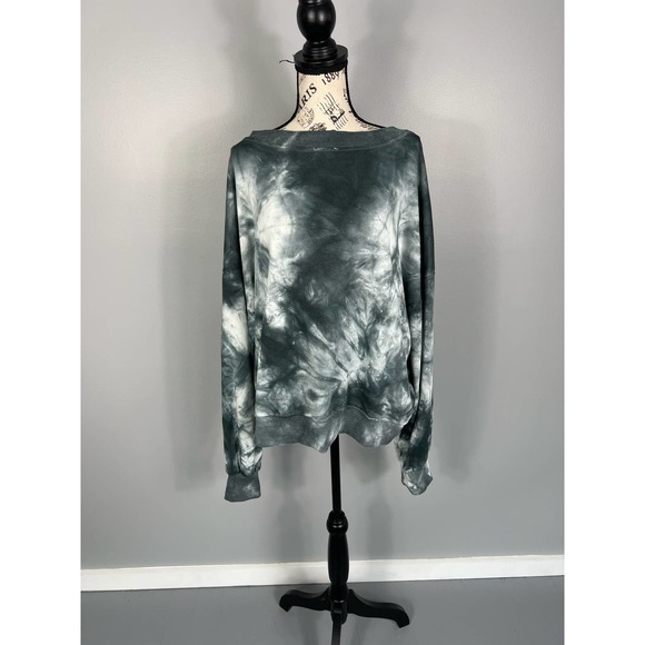 Reversible black and white tie dye crisscross cutout sweatshirt - Picture 4 of 11